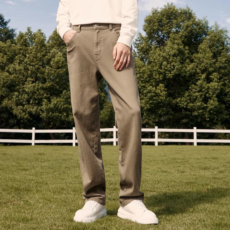 Retro Simple Loose Straight Jean  Coffee 26  - VONVEX