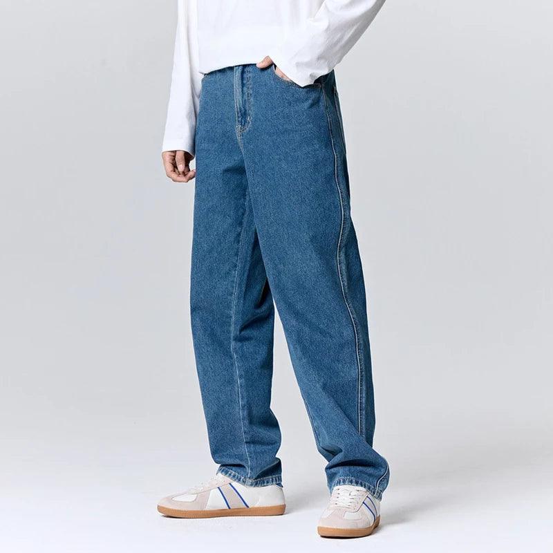 Retro Simple Loose Straight Jean  Dark blue 26  - VONVEX