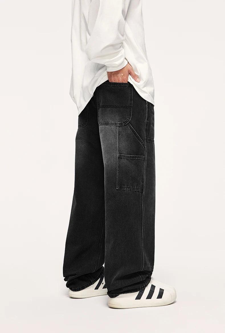 Retro Washed Wide Leg Cargo Jean     - VONVEX