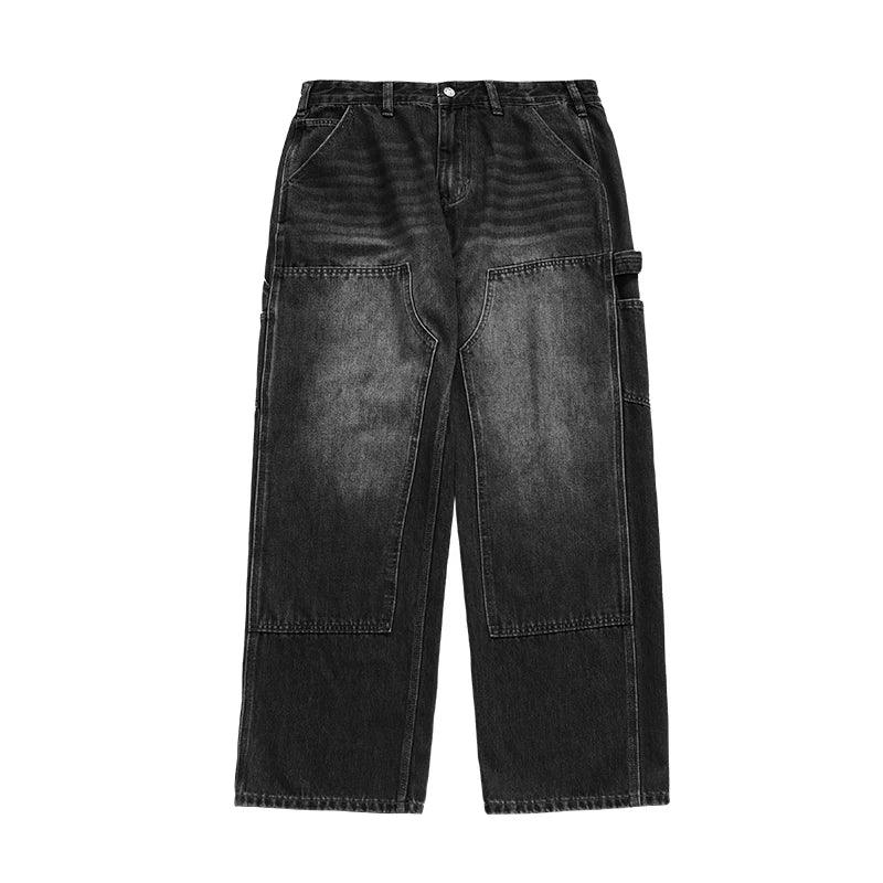 Retro Washed Wide Leg Cargo Jean  Black S  - VONVEX