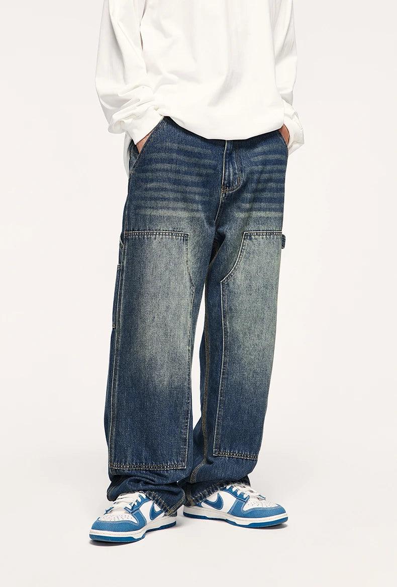 Retro Washed Wide Leg Cargo Jean     - VONVEX