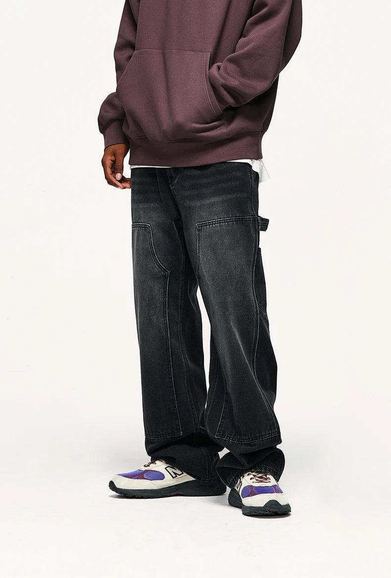 Retro Washed Wide Leg Cargo Jean     - VONVEX