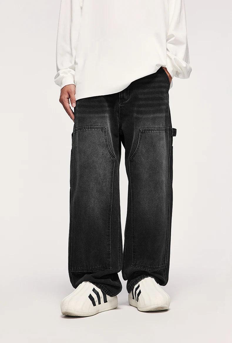 Retro Washed Wide Leg Cargo Jean     - VONVEX