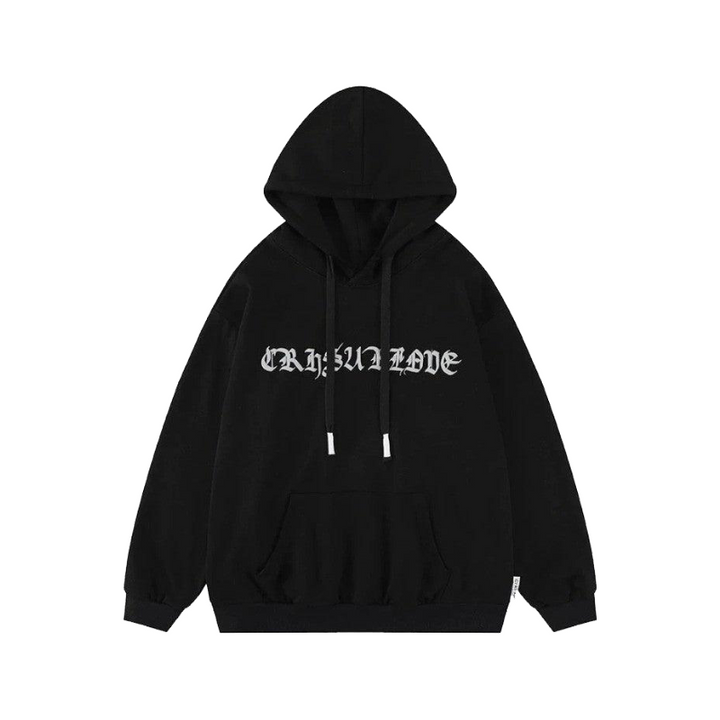 Retro Letters Shadow Y2K Hoodie     - VONVEX