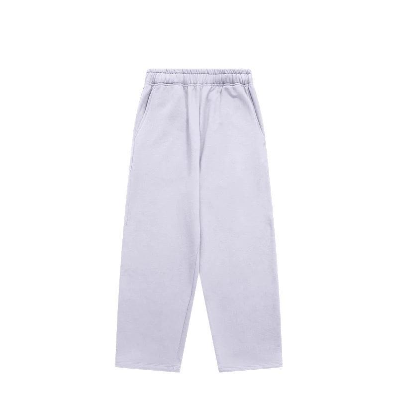 Solid Color Wide Leg Sweatpants  Grayish Purple S  - VONVEX