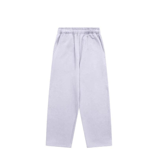 Solid Color Wide Leg Sweatpants  Grayish Purple S  - VONVEX
