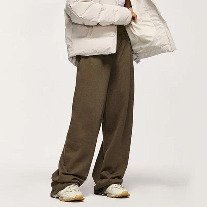 Solid Color Wide Leg Sweatpants     - VONVEX