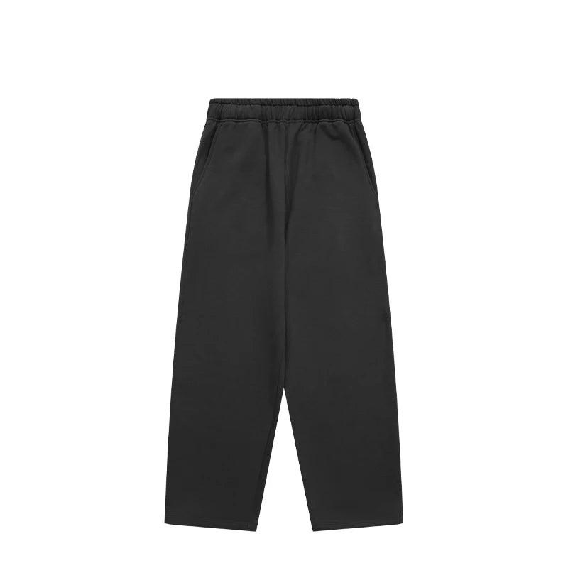 Solid Color Wide Leg Sweatpants  Black S  - VONVEX