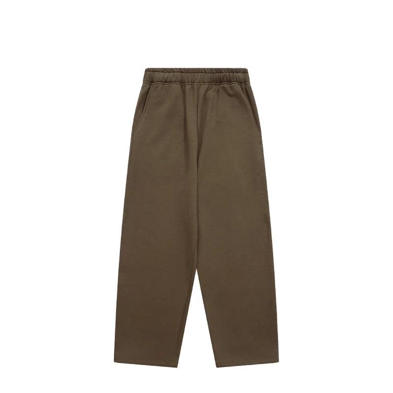 Solid Color Wide Leg Sweatpants  Dark Brown S  - VONVEX