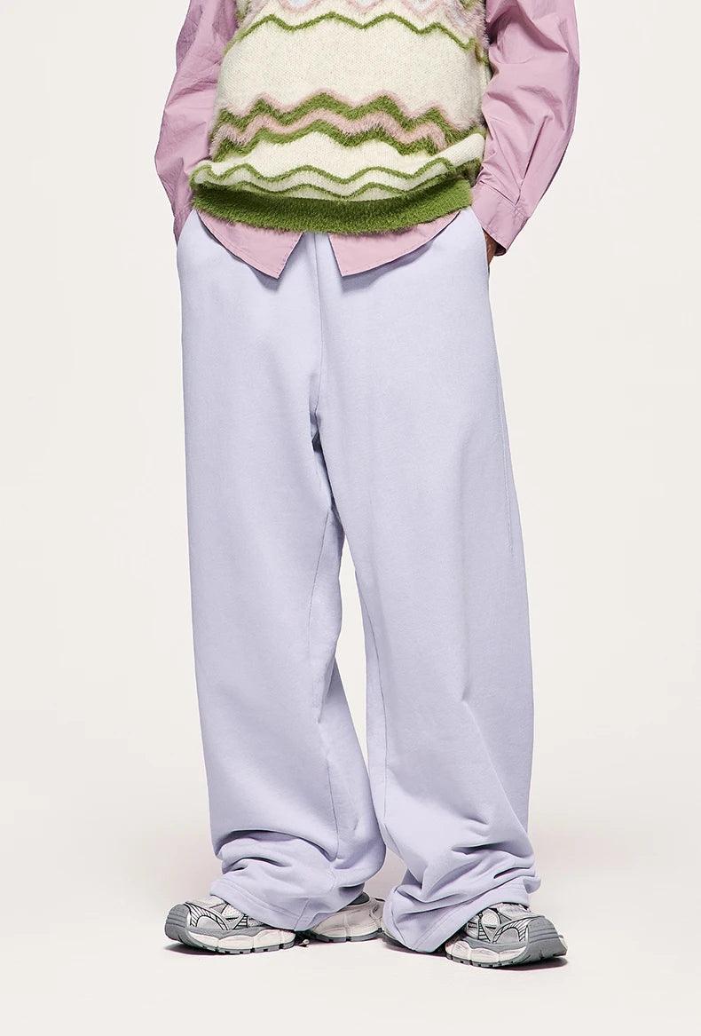 Solid Color Wide Leg Sweatpants     - VONVEX