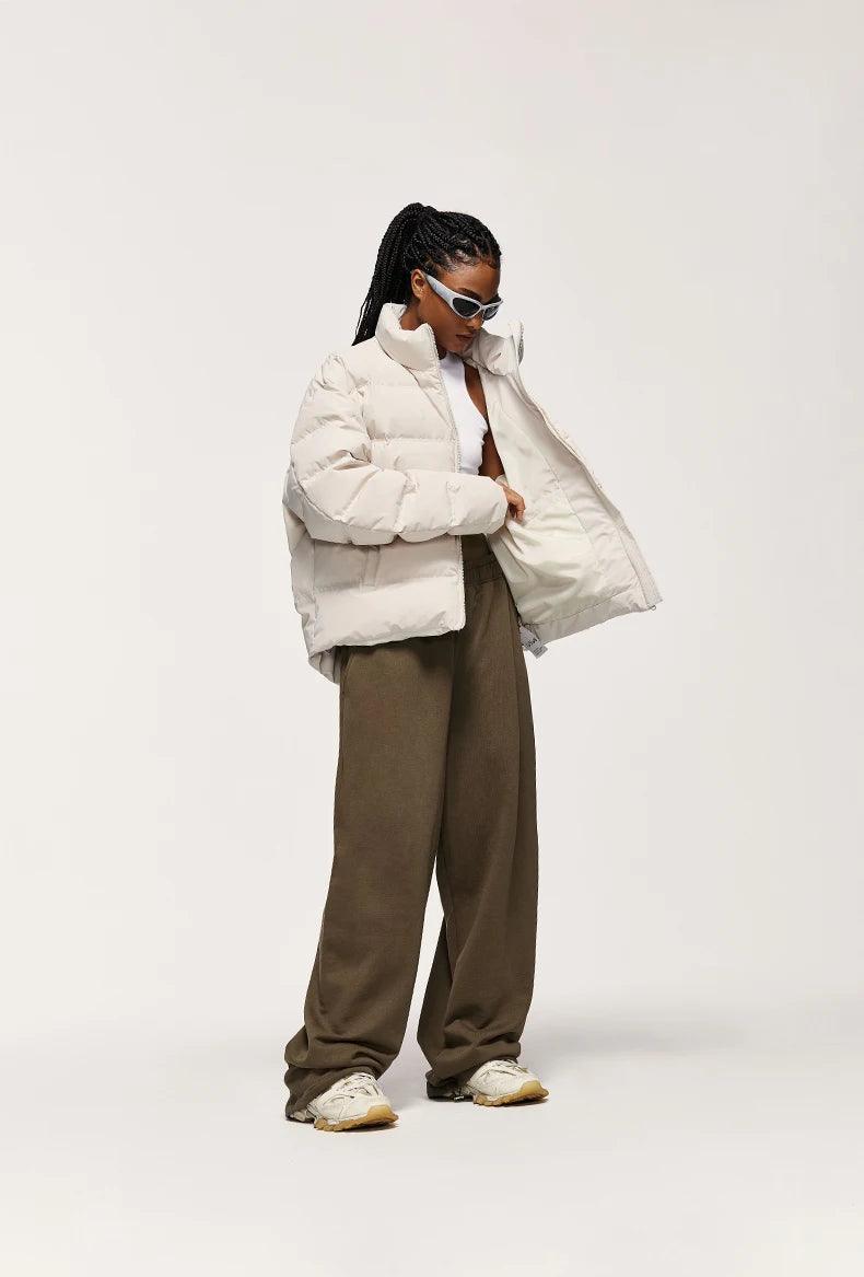 Solid Color Wide Leg Sweatpants     - VONVEX