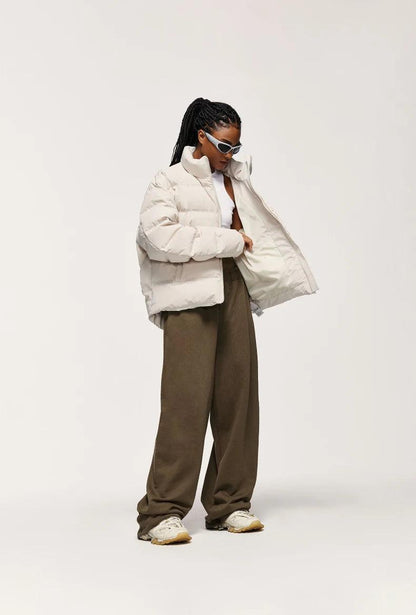 Solid Color Wide Leg Sweatpants     - VONVEX