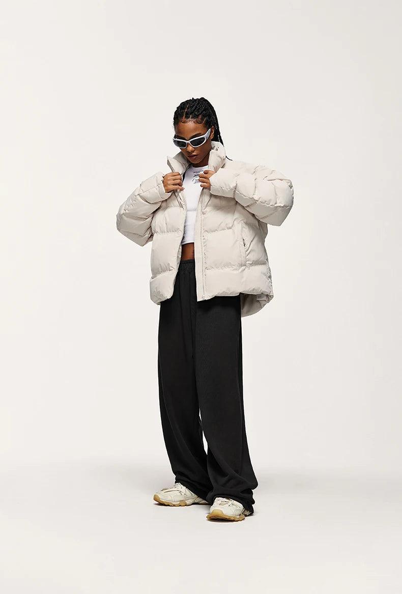 Solid Color Wide Leg Sweatpants     - VONVEX