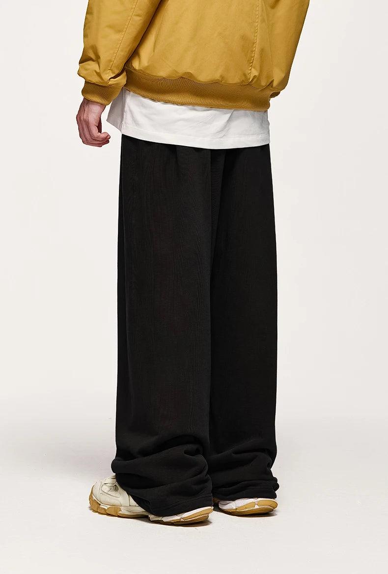 Solid Color Wide Leg Sweatpants     - VONVEX