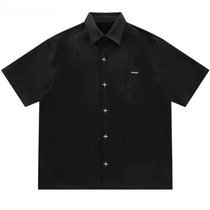 Solid Oversized Leather Shirt  Black S  - VONVEX