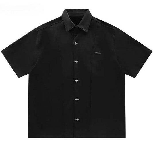 Solid Oversized Leather Shirt  Black S  - VONVEX