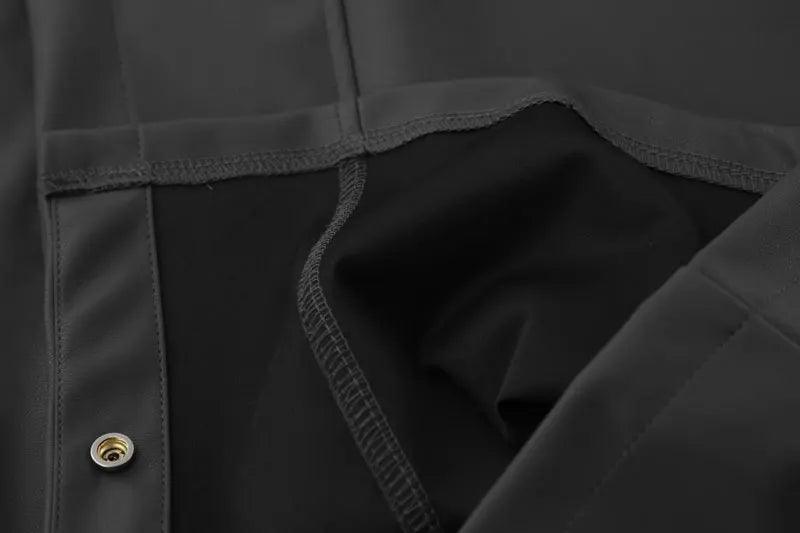 Solid Oversized Leather Shirt     - VONVEX