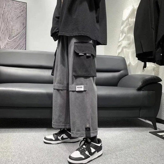 Straight Wide Leg Cargo Pant     - VONVEX