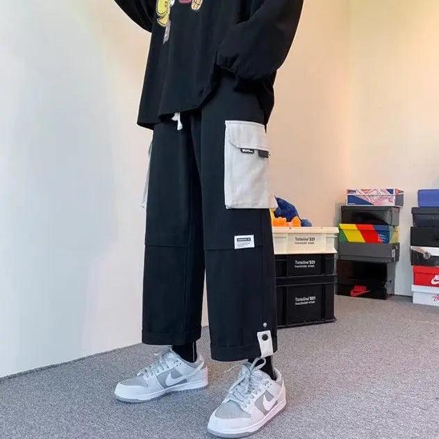 Straight Wide Leg Cargo Pant     - VONVEX