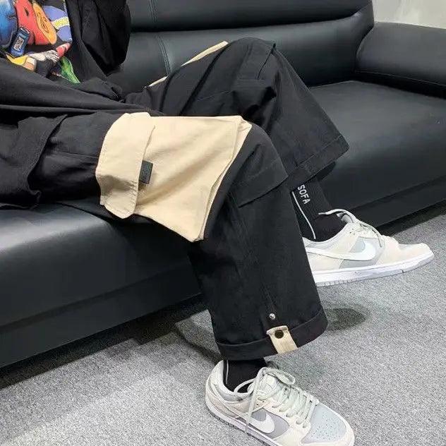 Straight Wide Leg Cargo Pant     - VONVEX