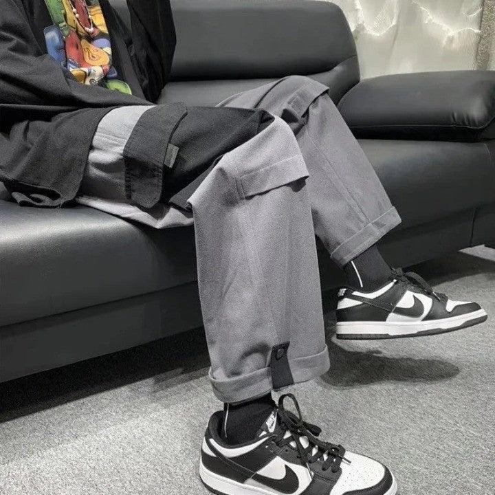 Straight Wide Leg Cargo Pant     - VONVEX