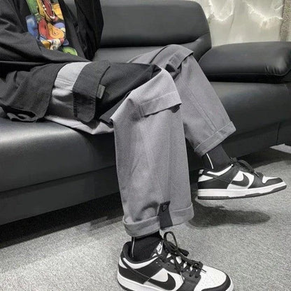 Straight Wide Leg Cargo Pant     - VONVEX