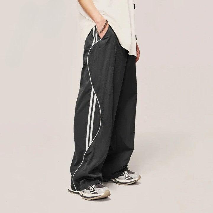 Striped Side Wide Leg Pant  Dark Grey S  - VONVEX