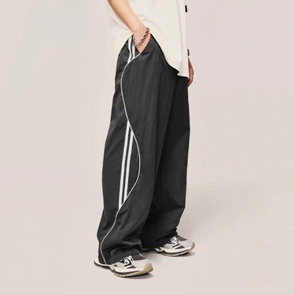 Striped Side Wide Leg Pant  Dark Grey S  - VONVEX