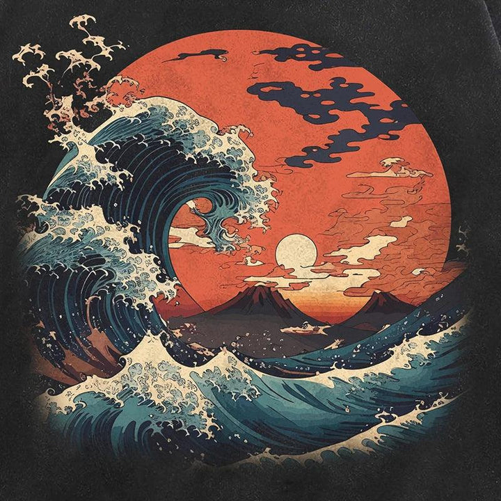 Sunset Sky Graphic Oversized Hoodie     - VONVEX
