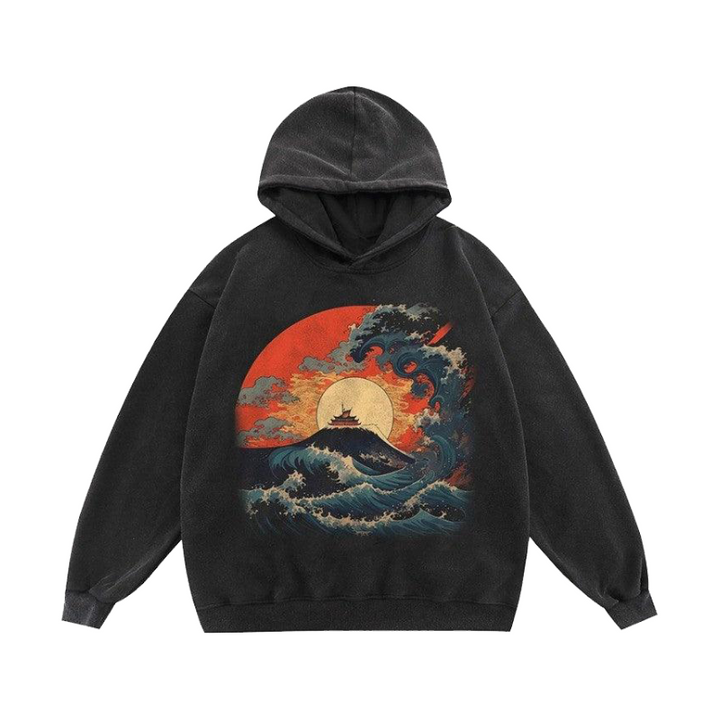 Sunset Sky Graphic Oversized Hoodie     - VONVEX