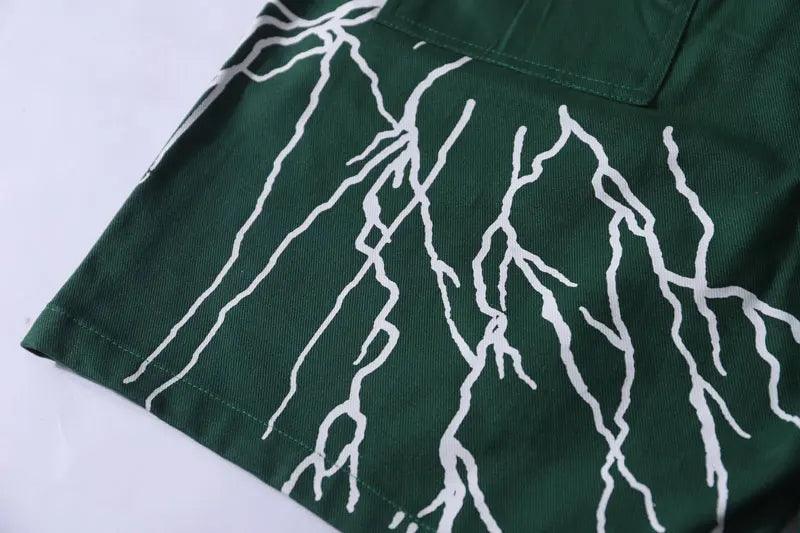 "THUNDER" Graffiti Print Short     - VONVEX