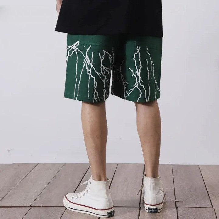 "THUNDER" Graffiti Print Short     - VONVEX