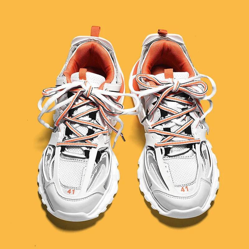 Trendy Casual Chunky Sneaker  White-Red 36  - VONVEX