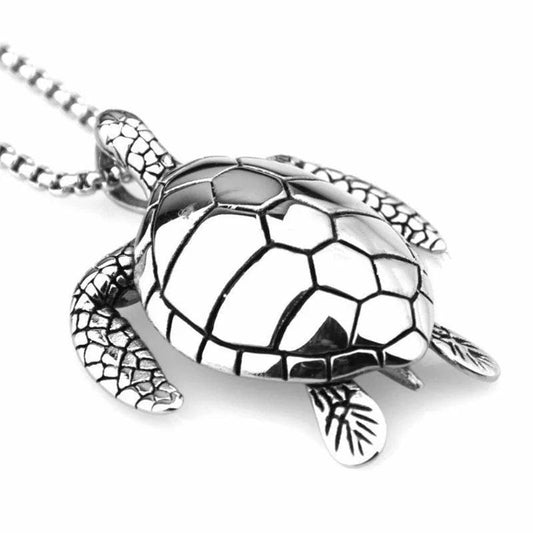 Turtle Pendant Necklace  Silver   - VONVEX