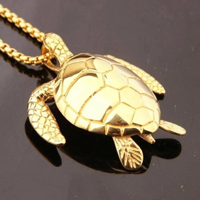 Turtle Pendant Necklace  Gold   - VONVEX