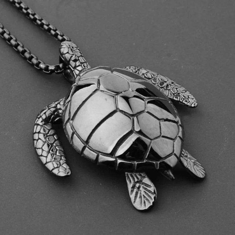 Turtle Pendant Necklace  Black   - VONVEX