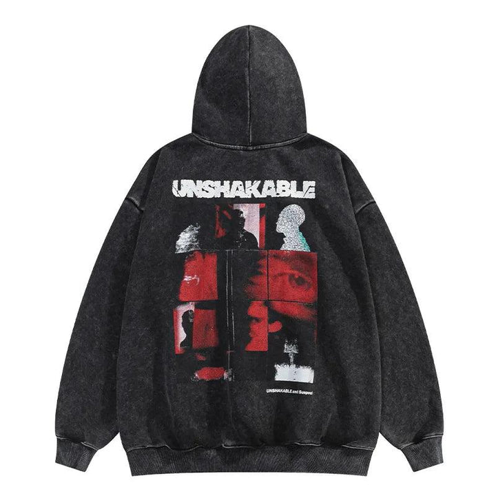UNSHAKABLE Gothic Style Graphic Hoodie  Black S  - VONVEX