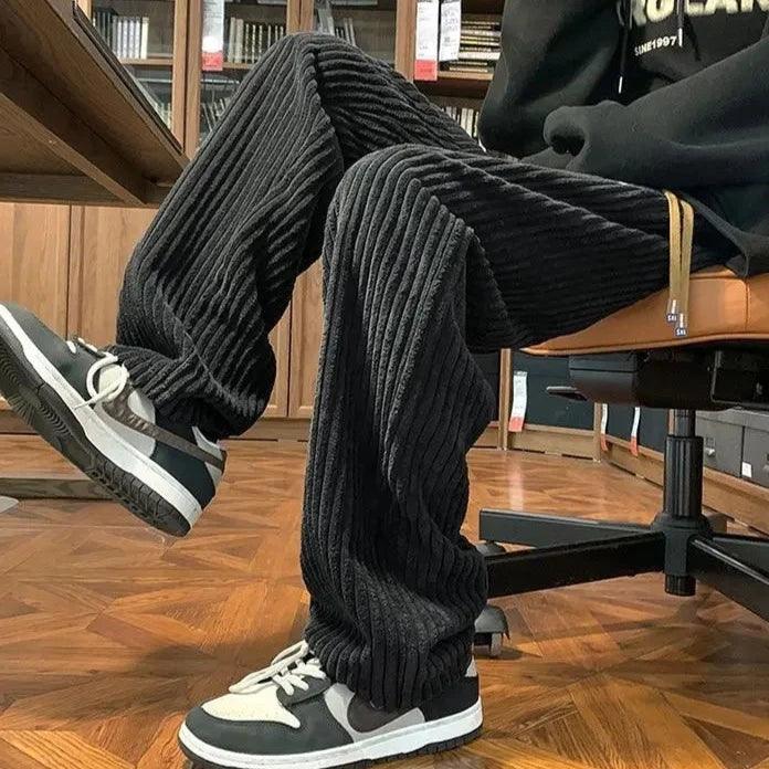 Versatile Velvet Straight-Leg Sweatpants     - VONVEX