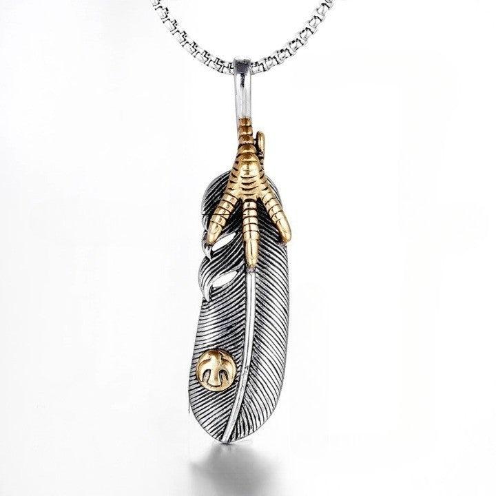 Vintage Feather Silver Neacklace     - VONVEX