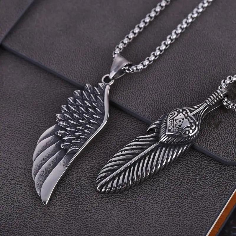 Vintage Feather Silver Neacklace     - VONVEX
