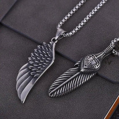 Vintage Feather Silver Neacklace     - VONVEX