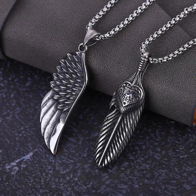 Vintage Feather Silver Neacklace     - VONVEX