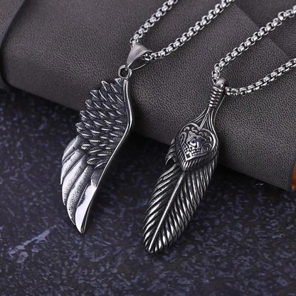 Vintage Feather Silver Neacklace     - VONVEX