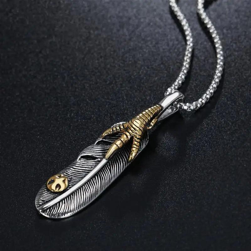 Vintage Feather Silver Neacklace  Style   - VONVEX