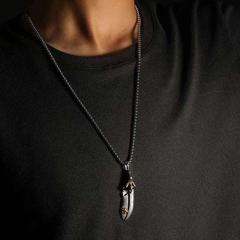 Vintage Feather Silver Neacklace     - VONVEX