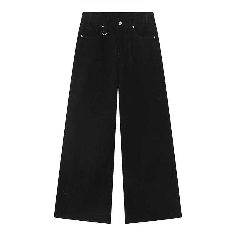 Vintage Wide Leg Denim Jean  Asian Size S Black  - VONVEX