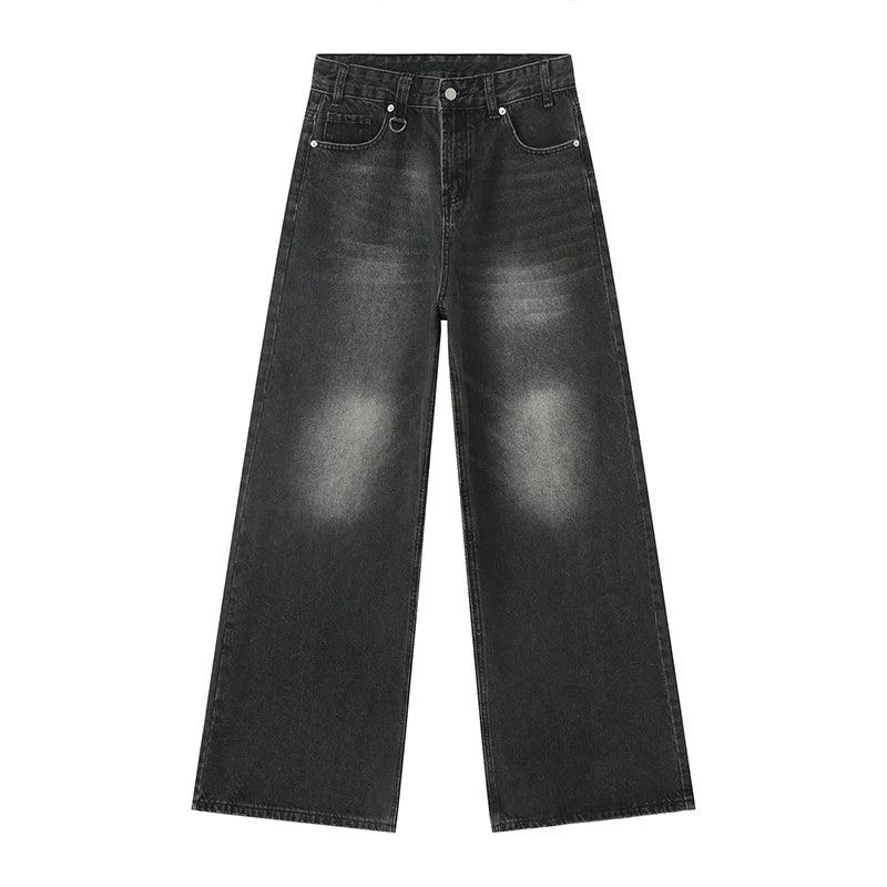 Vintage Wide Leg Denim Jean  Asian Size M Black-grey  - VONVEX