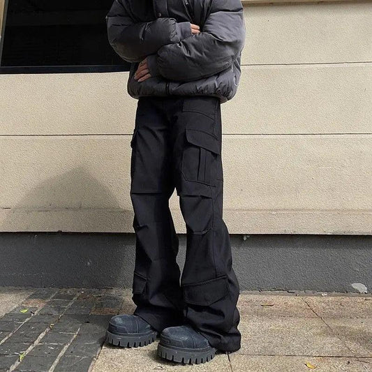 Y2k Casual Wide Leg Cargo Pant  Black S  - VONVEX