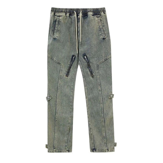 Y2k Denim Distressed Cargo Pant     - VONVEX