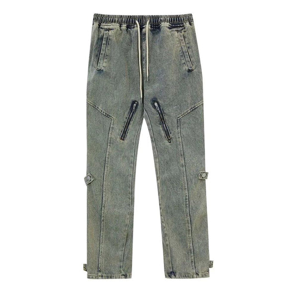 Y2k Denim Distressed Cargo Pant     - VONVEX